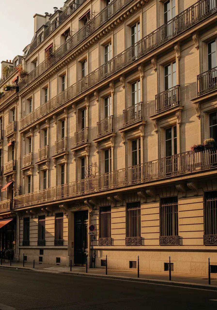 Façade haussmannienne parisienne au soleil — actifs immobiliers gérés par Verdoso